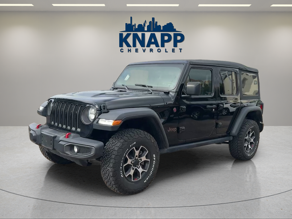 2021 Jeep Wrangler Unlimited Rubicon in Black Clearcoat — front three-quarter view