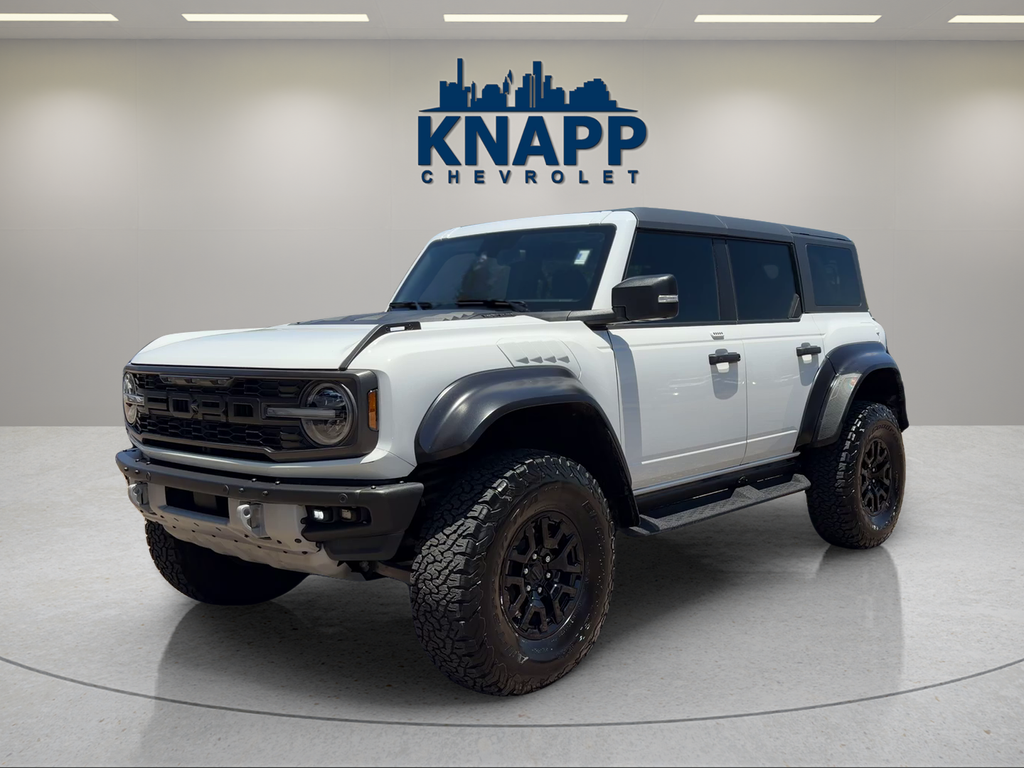 2023 Ford Bronco Raptor in Oxford White — front three-quarter view