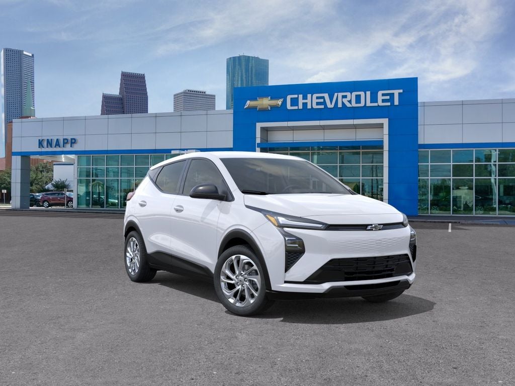 2027 Chevrolet Bolt LT in Summit White — front three-quarter view