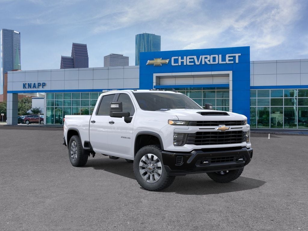2026 Chevrolet Silverado 2500HD Custom in Summit White — front three-quarter view