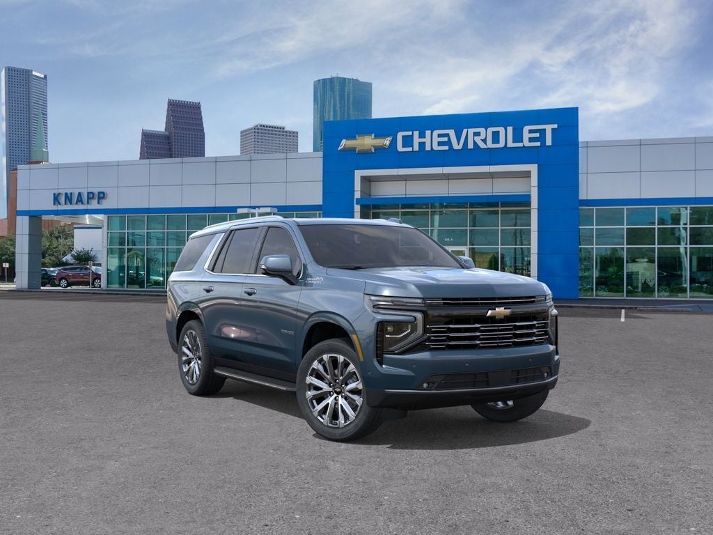 2026 Chevrolet Tahoe High Country in Lakeshore Blue Metallic — front three-quarter view