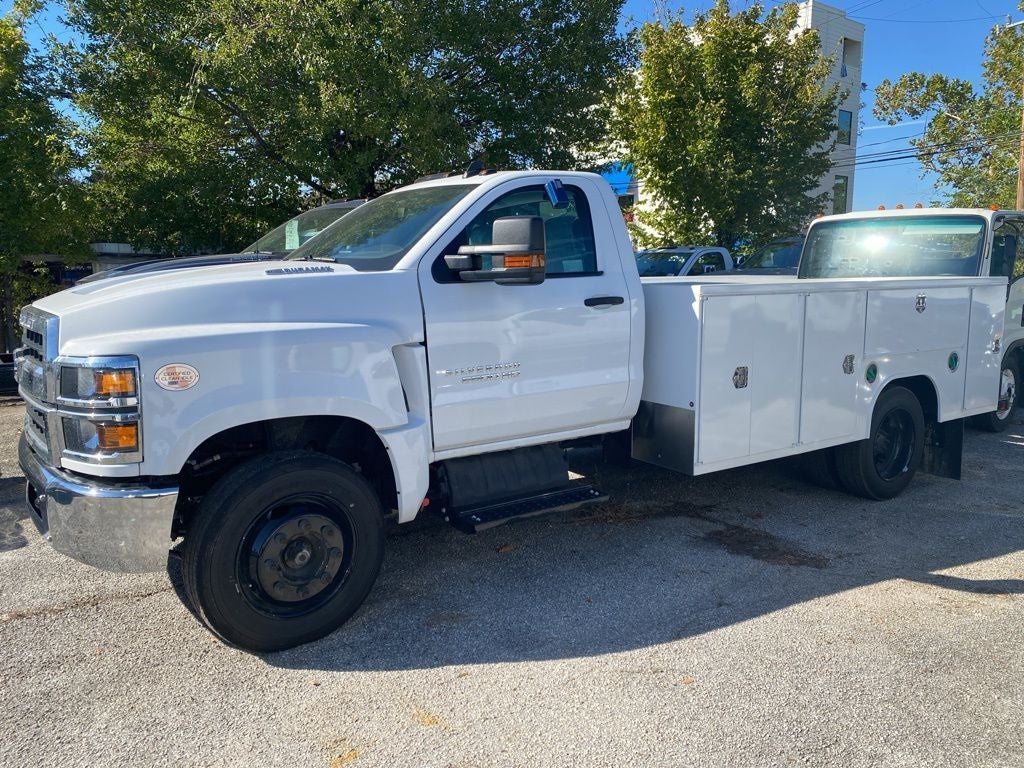 2023 Chevrolet Silverado MD Work Truck in Summit White — front three-quarter view