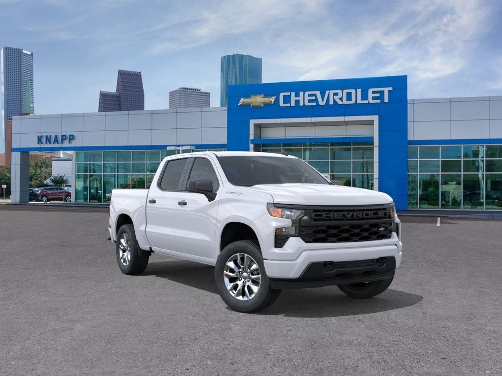 2026 Chevrolet Silverado 1500 Custom in Summit White — front three-quarter view