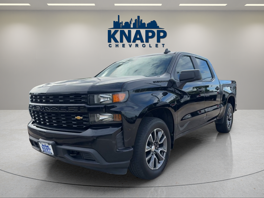 2021 Chevrolet Silverado 1500 Custom in Black — front three-quarter view