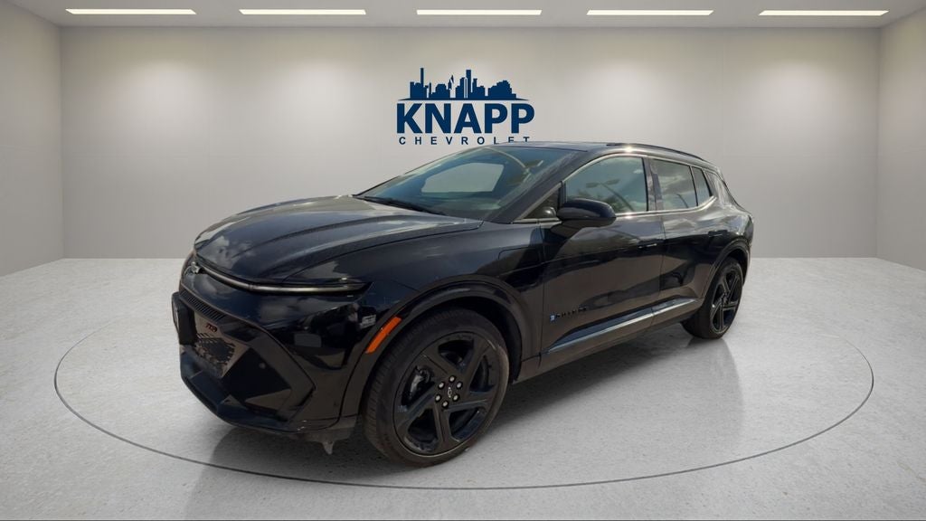 2025 Chevrolet Equinox EV RS in Black — front three-quarter view