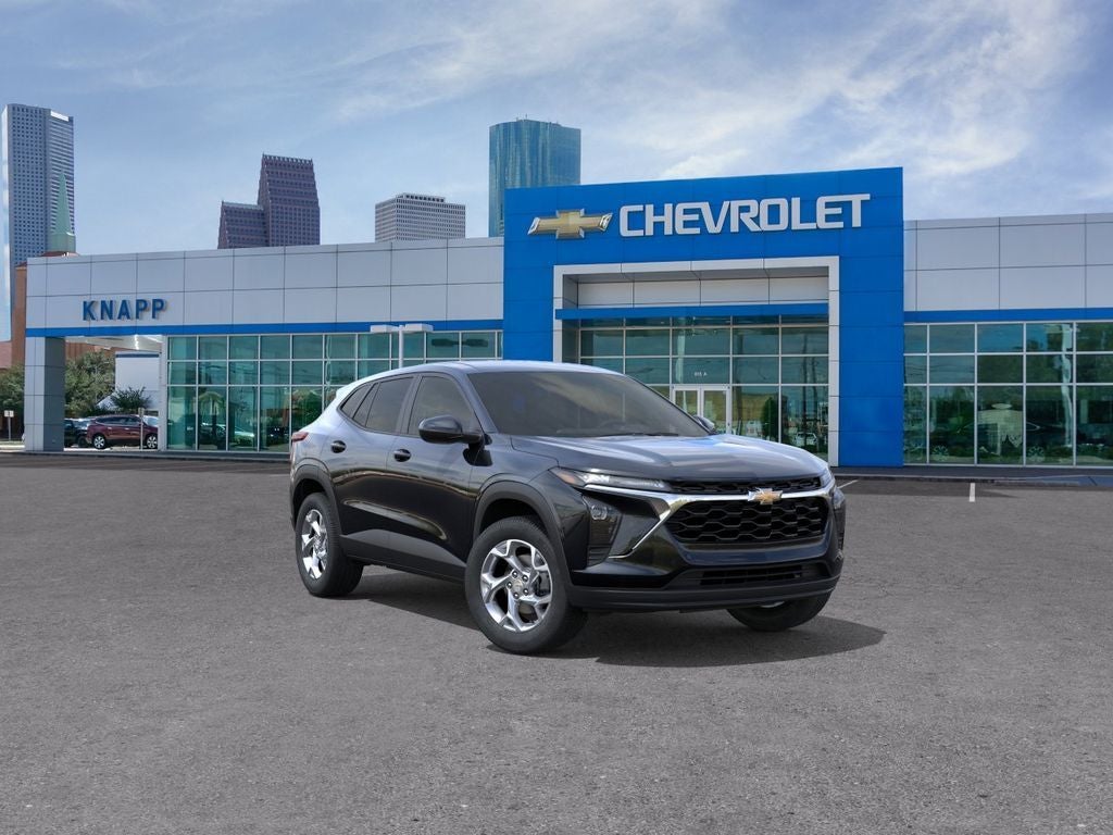 2026 Chevrolet Trax LS in Mosaic Black Metallic — front three-quarter view